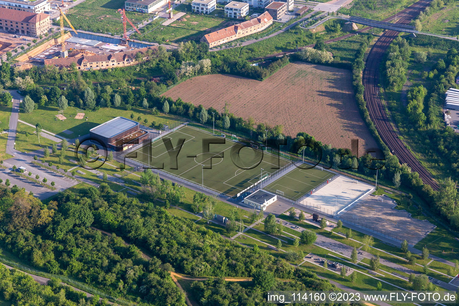 Sports grounds and football pitch of TSV Landau 1985 e.V. in Landau in der Pfalz in the state Rhineland-Palatinate, Germany