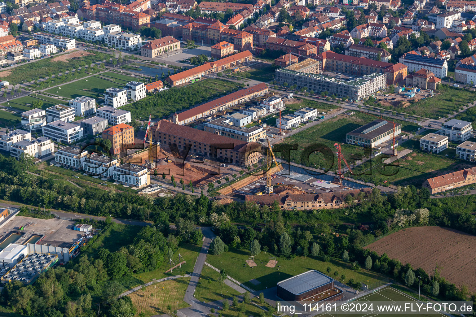 Construction site for the renovation and reconstruction of the building complex of the former French military barracks in Landau in der Pfalz in the state Rhineland-Palatinate, Germany