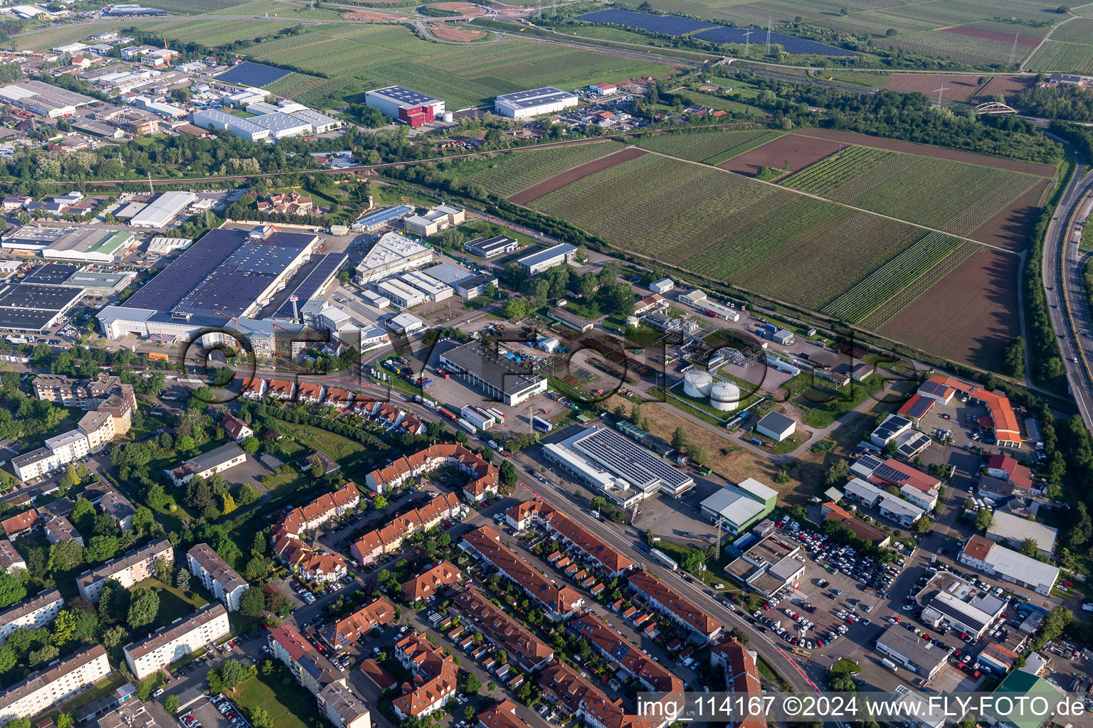 Landau in der Pfalz in the state Rhineland-Palatinate, Germany from a drone