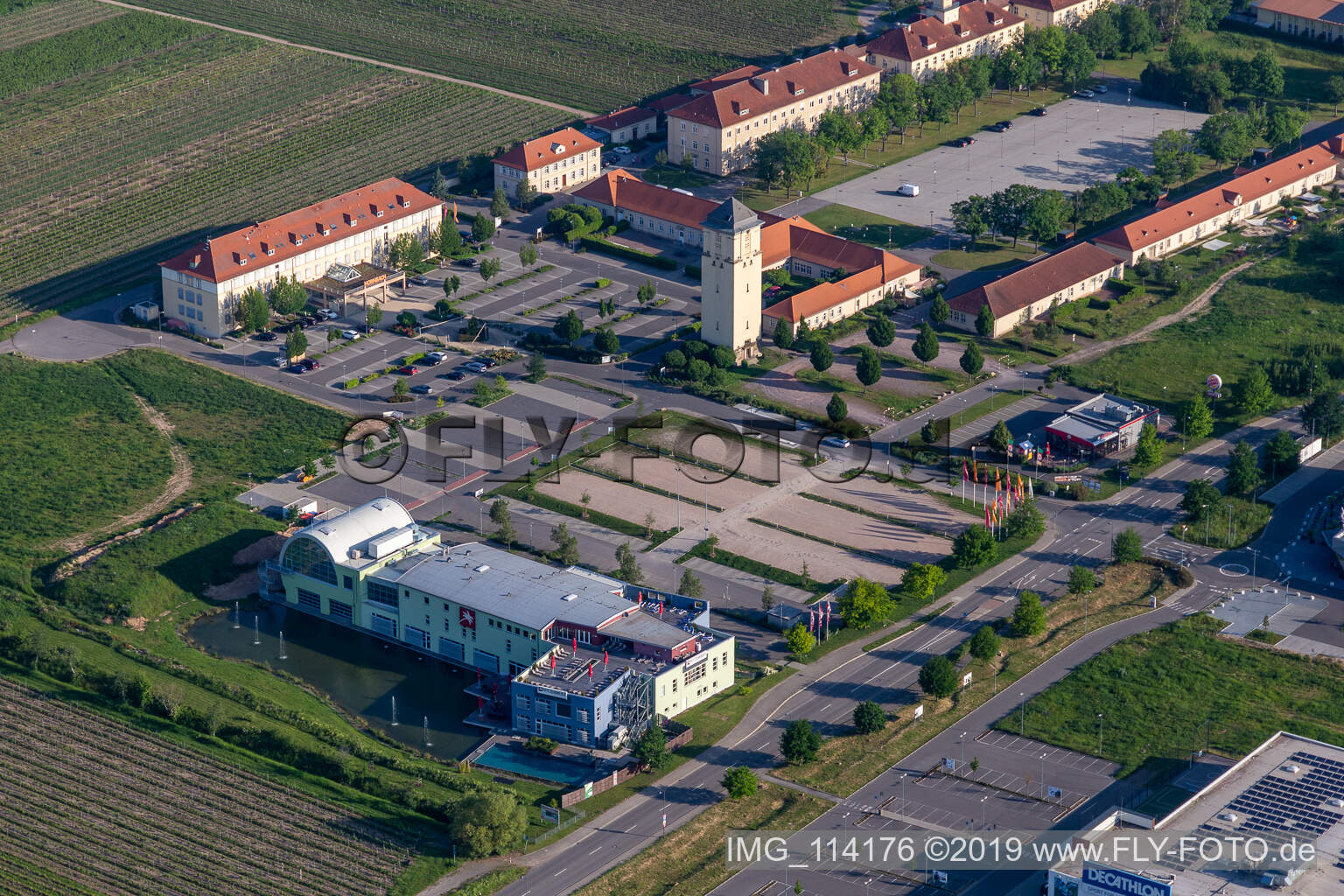 The Hornbach district in Neustadt an der Weinstraße in the state Rhineland-Palatinate, Germany seen from above