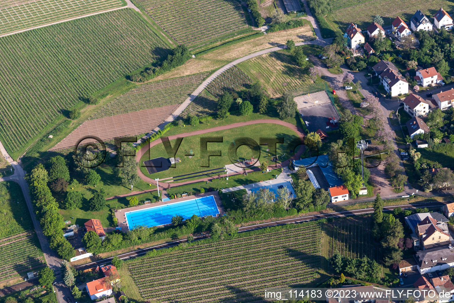 Outdoor pool in the district Mußbach in Neustadt an der Weinstraße in the state Rhineland-Palatinate, Germany