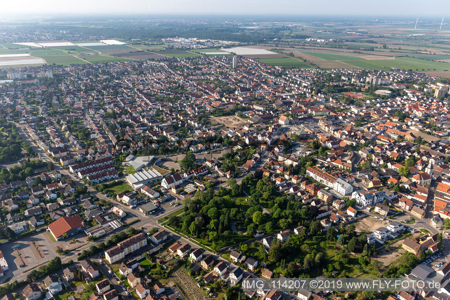 Aerial photograpy of Mutterstadt in the state Rhineland-Palatinate, Germany