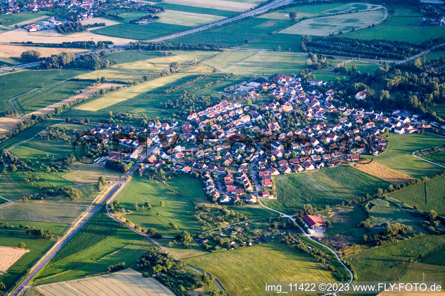 Aerial view of Volkertshausen in the state Baden-Wuerttemberg, Germany