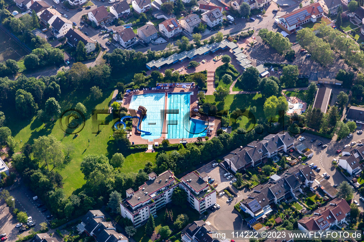 Outdoor pool in Brühl in the state Baden-Wuerttemberg, Germany