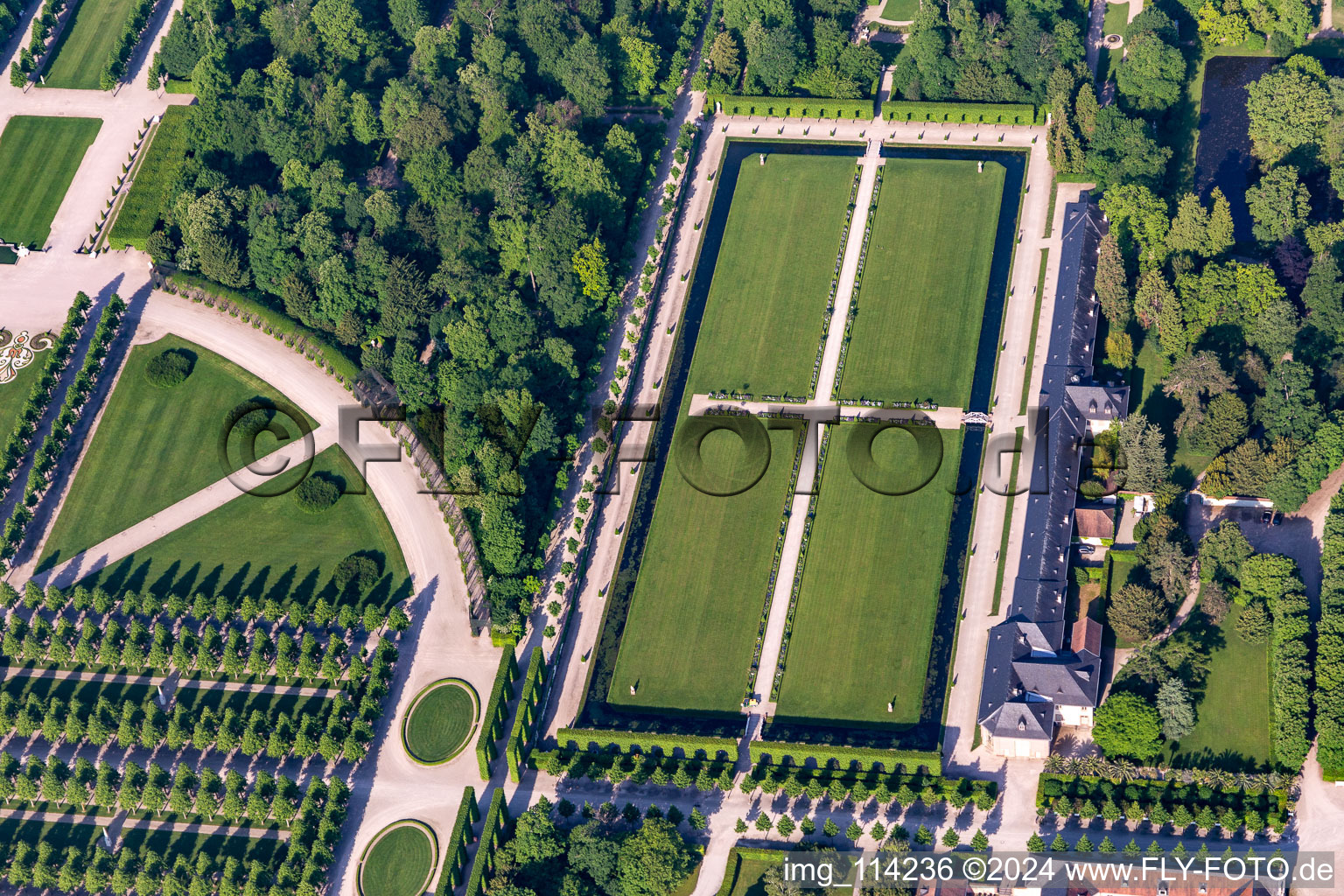 Castle Garden in Schwetzingen in the state Baden-Wuerttemberg, Germany from above