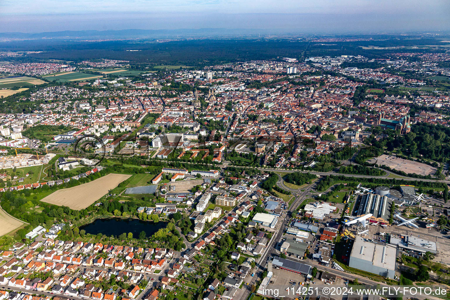 Speyer in the state Rhineland-Palatinate, Germany seen from a drone