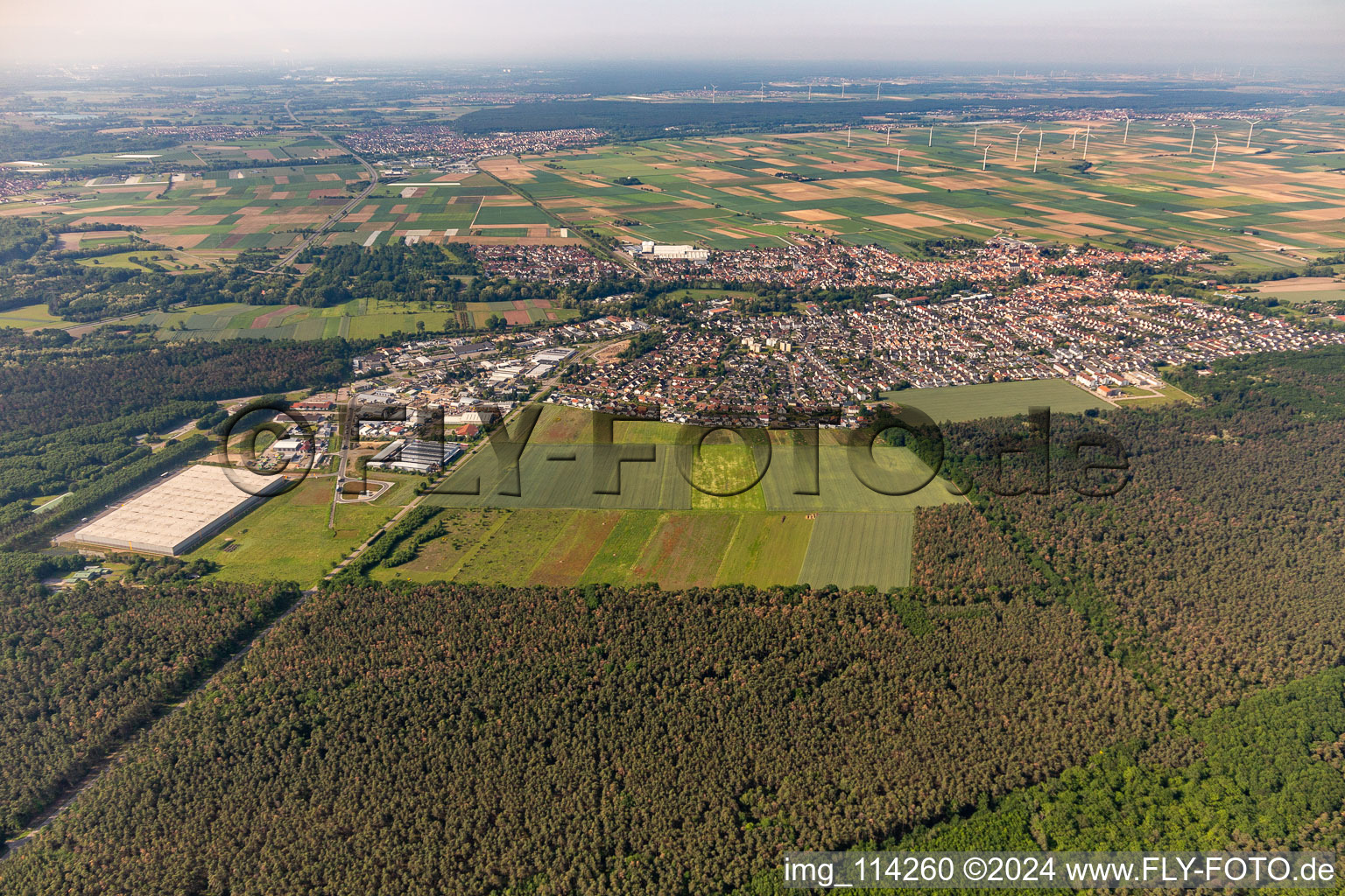 Aerial photograpy of Bellheim in the state Rhineland-Palatinate, Germany