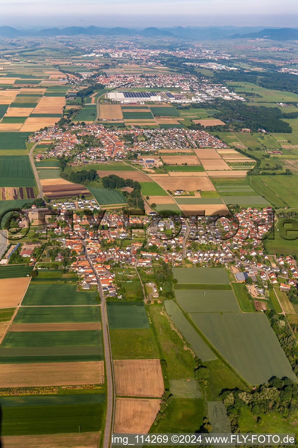 Town View of the streets and houses of the residential areas in Ottersheim bei Landau in the state Rhineland-Palatinate, Germany