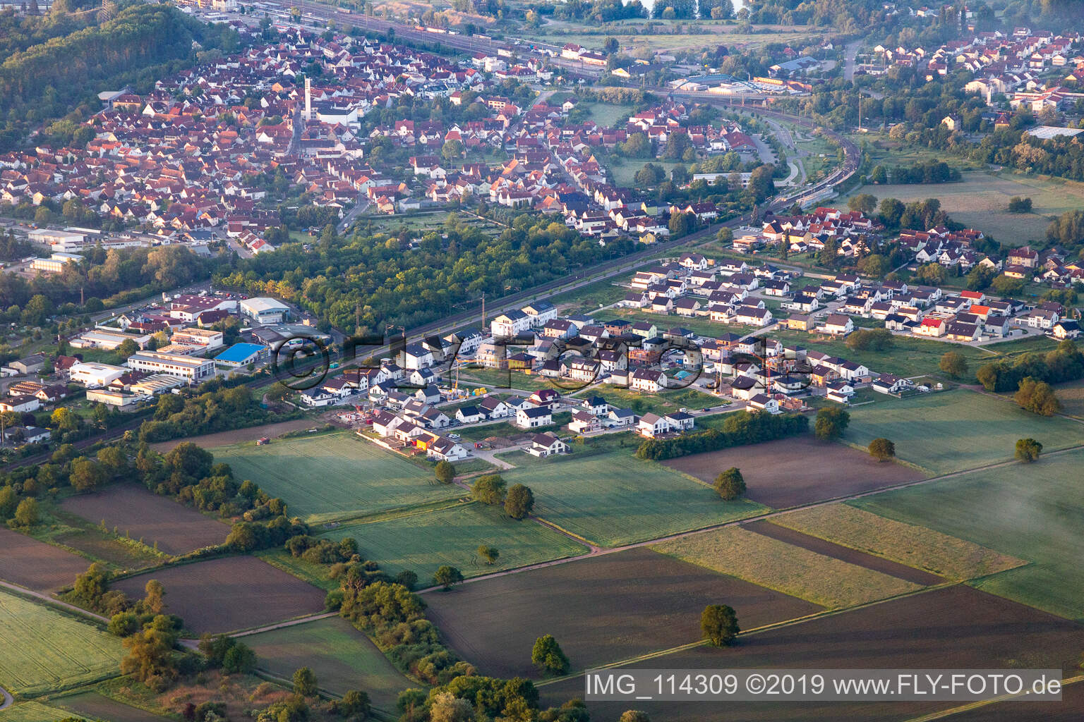 Bird's eye view of Jockgrim in the state Rhineland-Palatinate, Germany