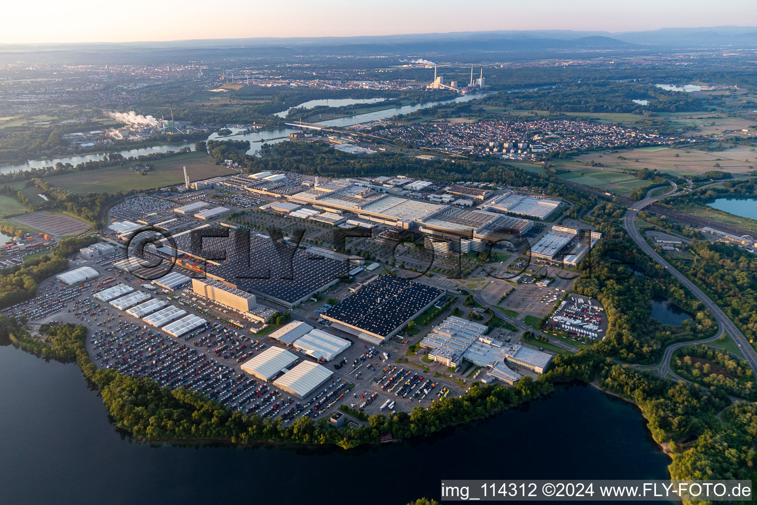 Aerial photograpy of Daimler truck plant in Wörth am Rhein in the state Rhineland-Palatinate, Germany