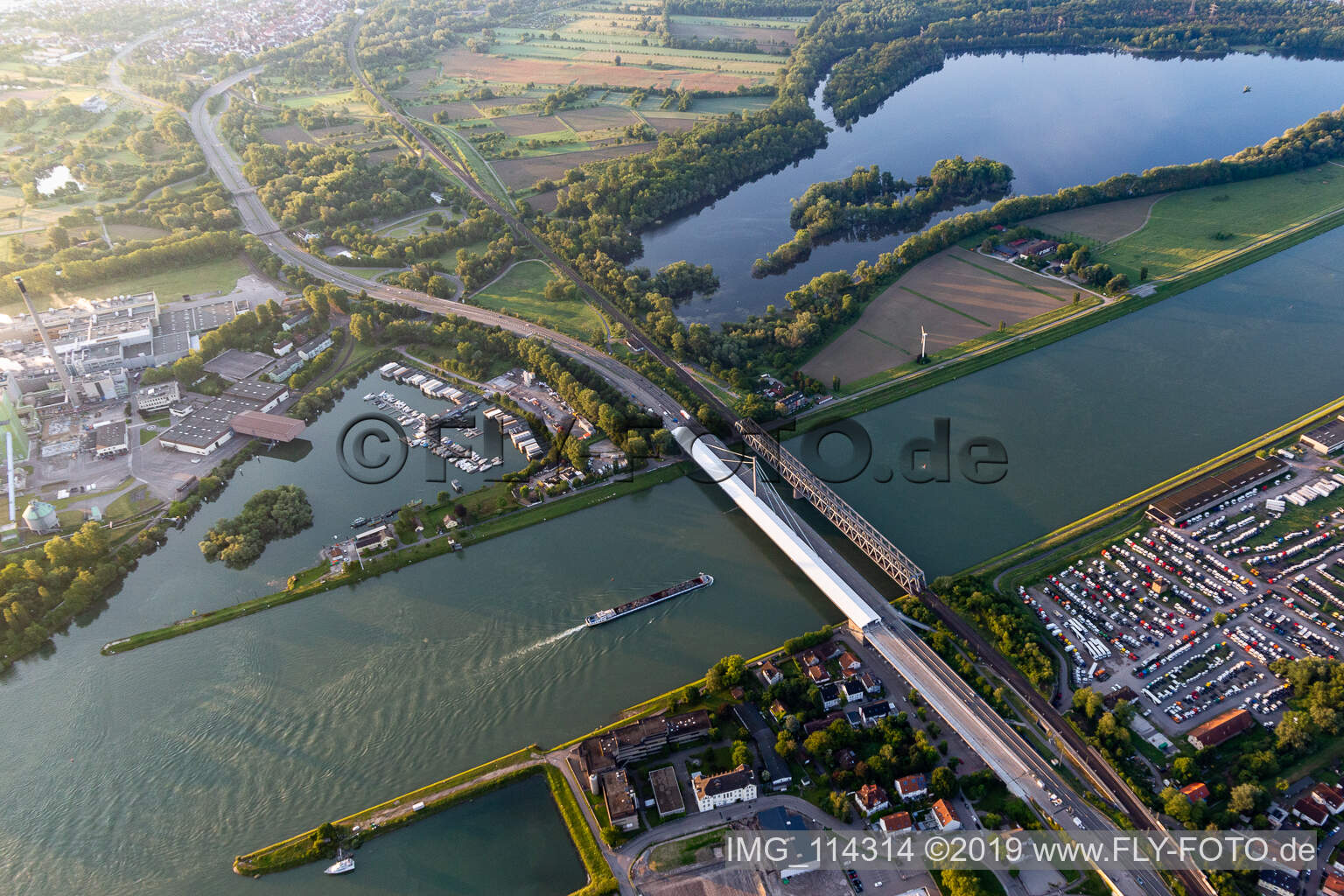 Rhine bridge improvement in Wörth am Rhein in the state Rhineland-Palatinate, Germany