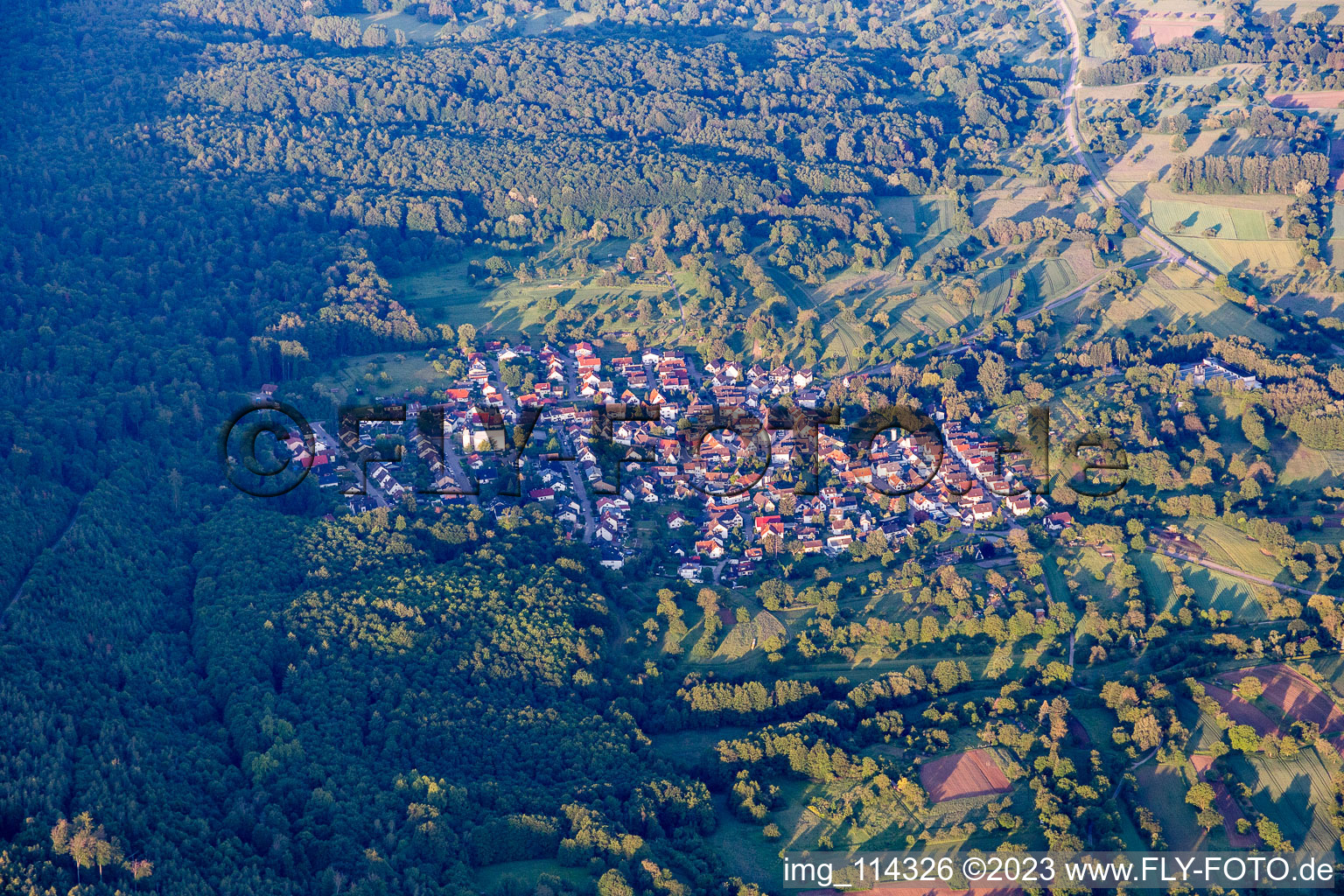 Aerial photograpy of District Sulzbach in Malsch in the state Baden-Wuerttemberg, Germany