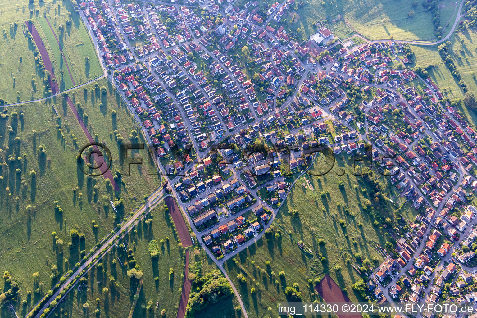 Drone image of District Schöllbronn in Ettlingen in the state Baden-Wuerttemberg, Germany