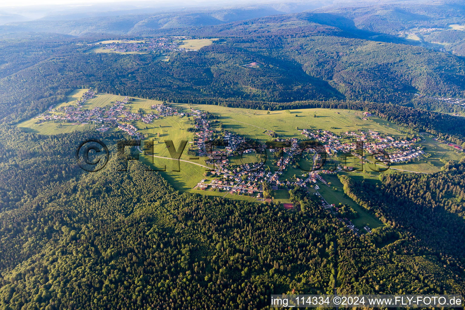 Village - view on the edge of forested areas in Neusatz in the state Baden-Wurttemberg, Germany