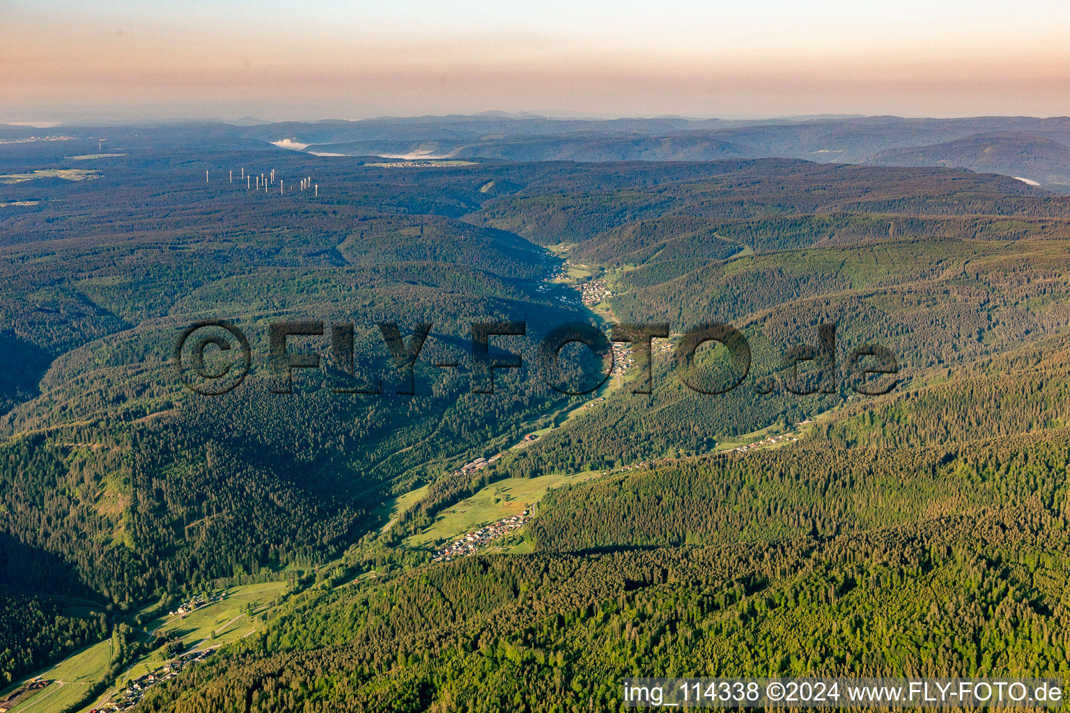 Forest and mountain scenery of Black Forest with Enz valley near Bad Wildbad in the state Baden-Wurttemberg, Germany