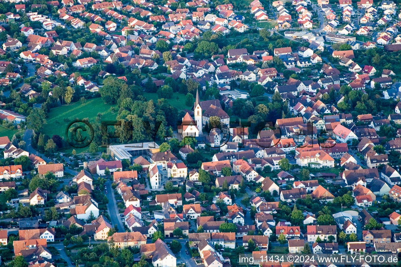 Town View of the streets and houses of the residential areas in Steisslingen in the state Baden-Wurttemberg