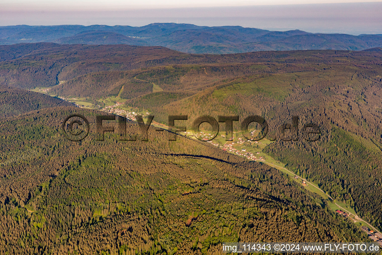 Aerial photograpy of Enzklösterle in the state Baden-Wuerttemberg, Germany