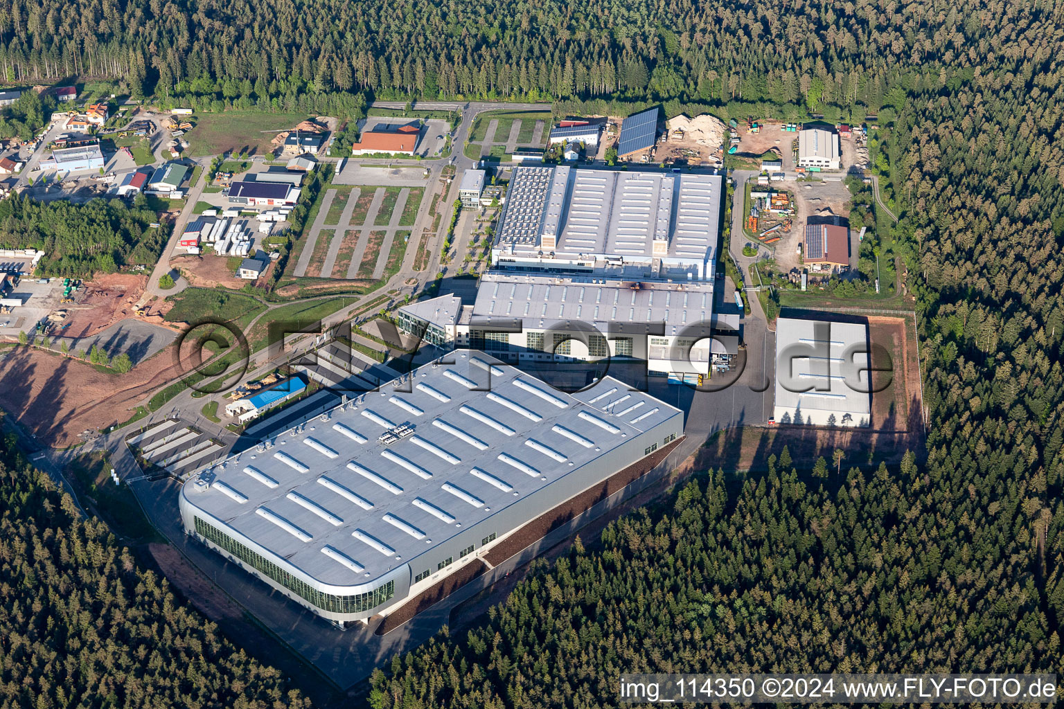 Buildings and production halls on the vehicle construction site of BNS Boysen Nutzfahrzeug Systeme GmbH&Co.KG on Albblickstrasse in Simmersfeld in the state Baden-Wurttemberg, Germany