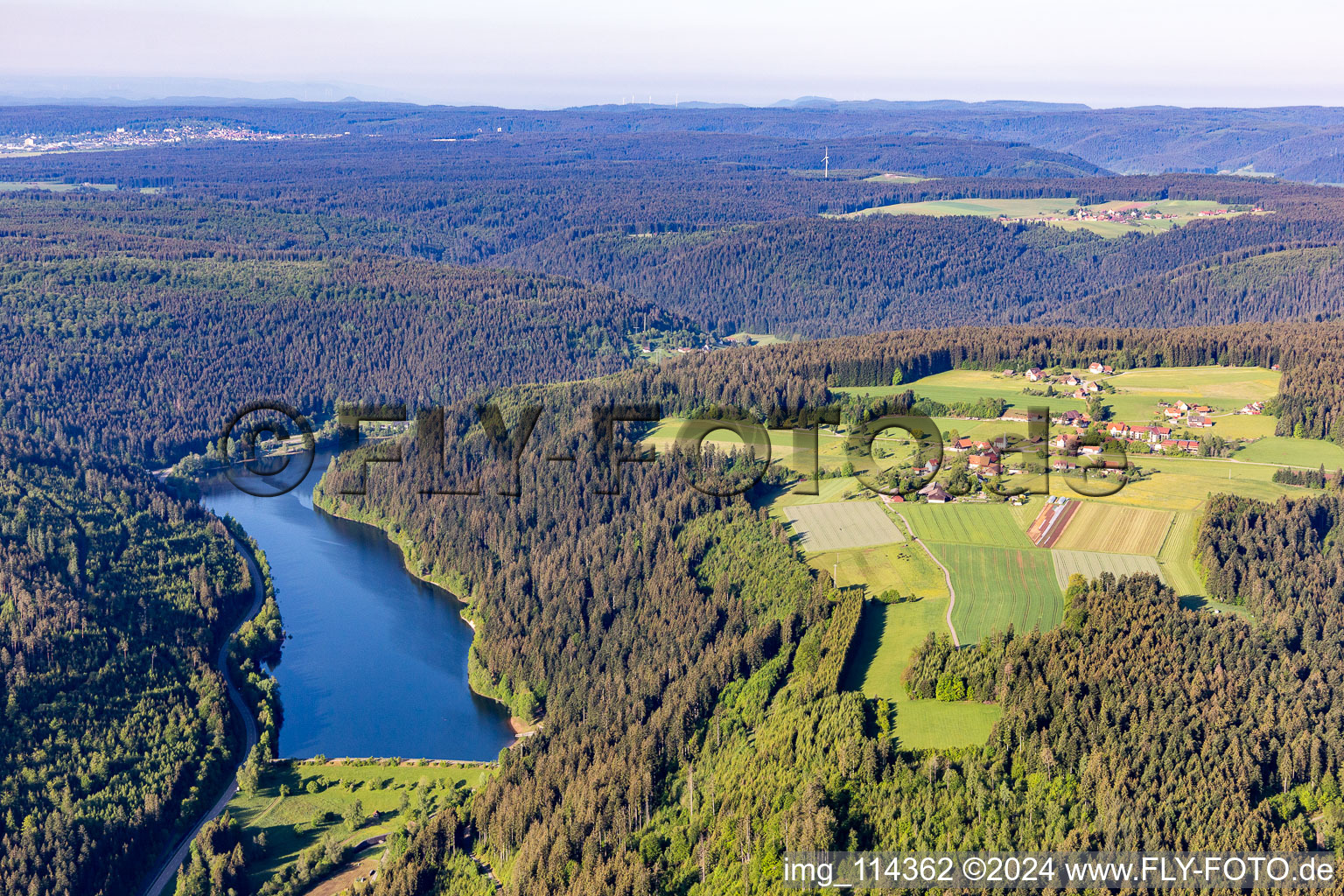 Shore areas at the lake of Nagold valley damme in Schernbach in the state Baden-Wurttemberg, Germany