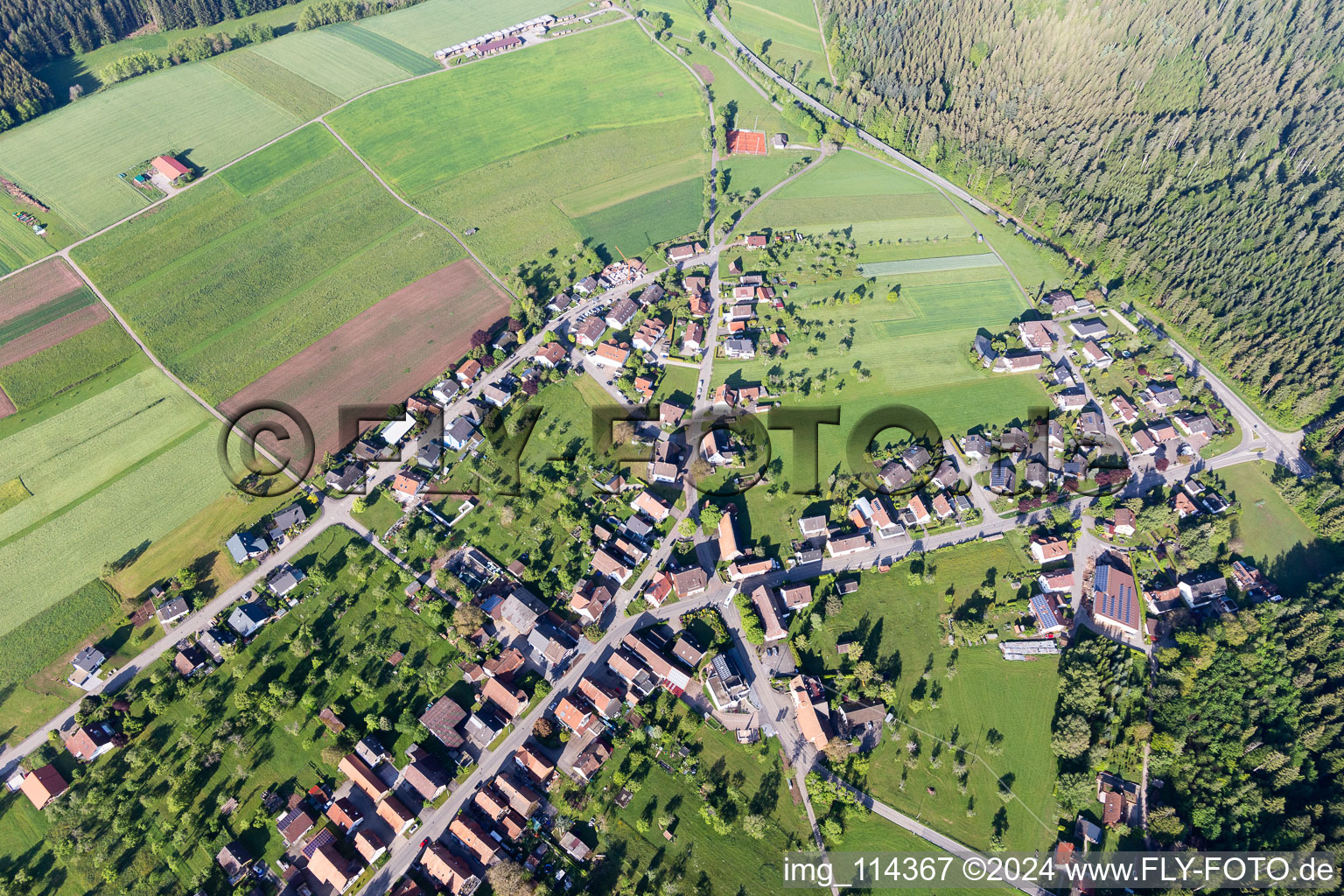 Aerial view of District Herzogsweiler in Pfalzgrafenweiler in the state Baden-Wuerttemberg, Germany