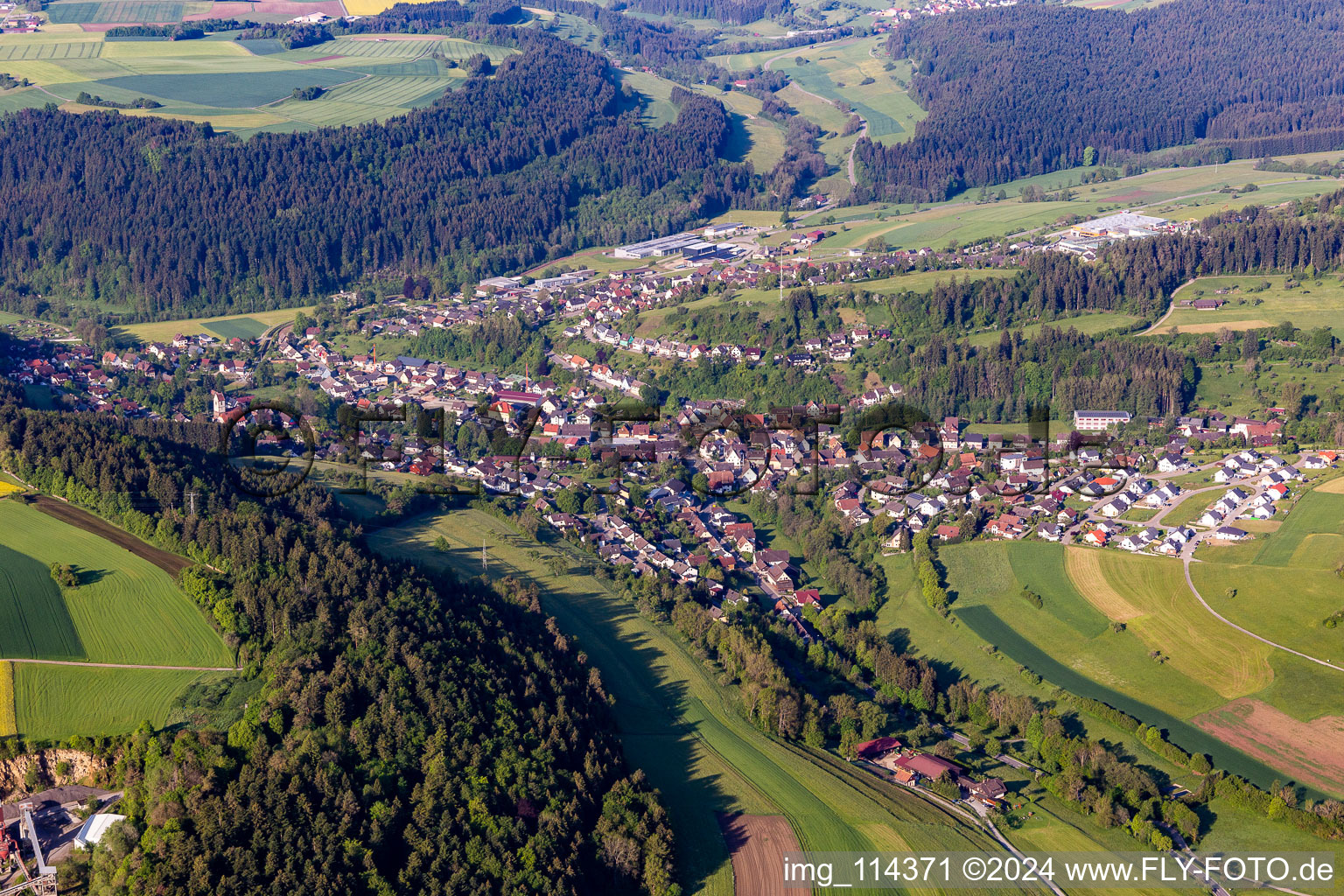 Aerial view of Glatten in the state Baden-Wuerttemberg, Germany