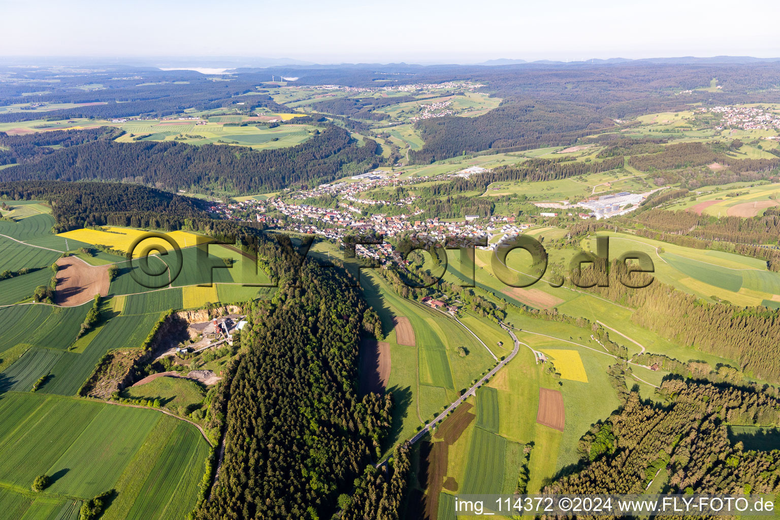 Aerial view of Glatten in the state Baden-Wuerttemberg, Germany