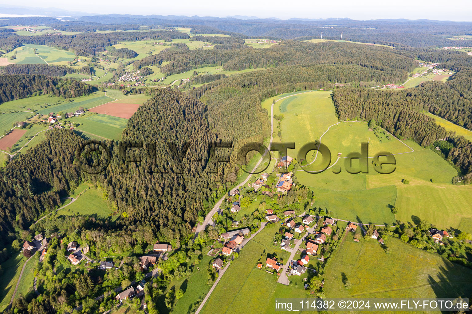 Aerial view of District Sterneck in Loßburg in the state Baden-Wuerttemberg, Germany