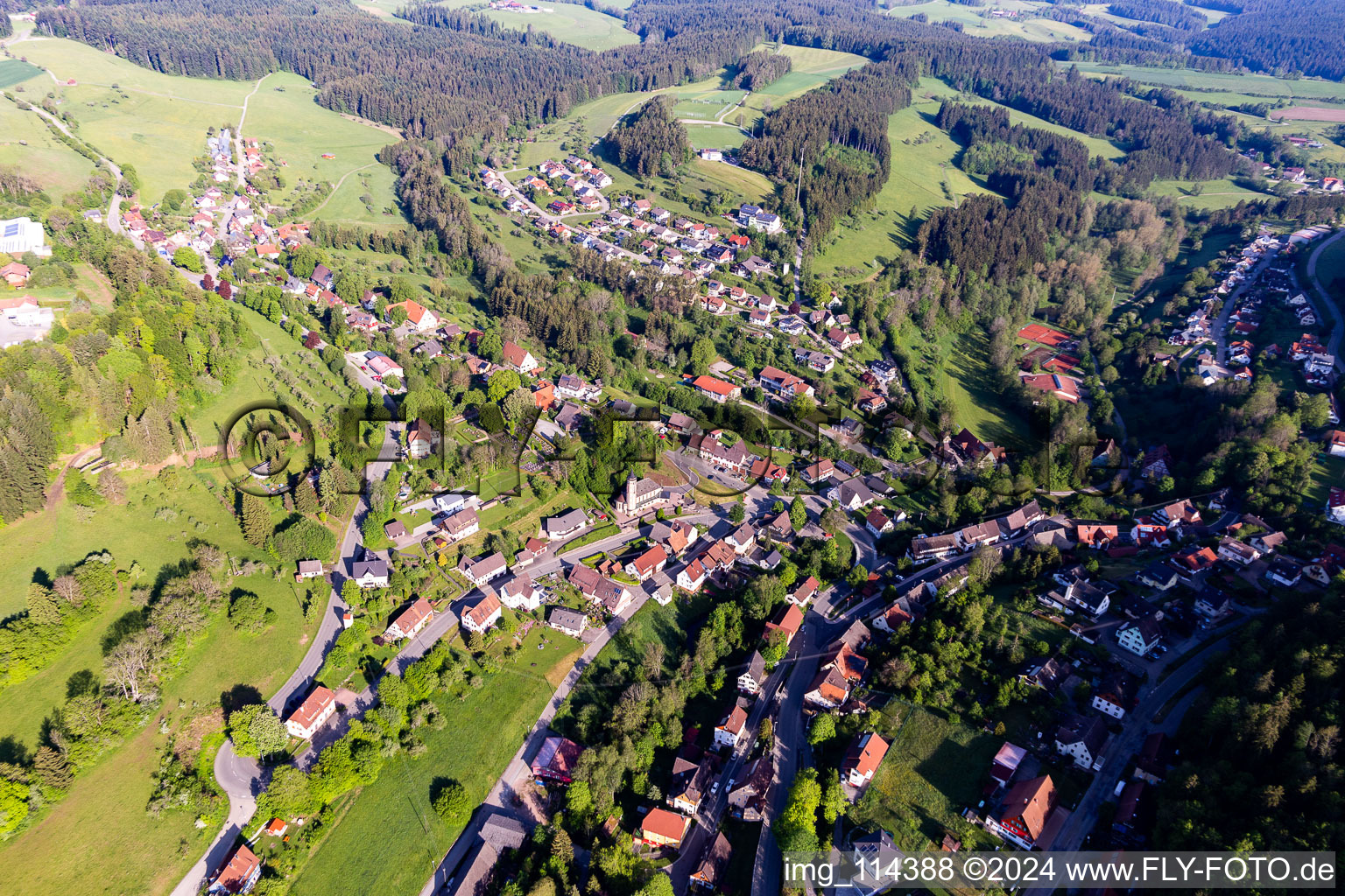 Aerial view of District Betzweiler in Loßburg in the state Baden-Wuerttemberg, Germany