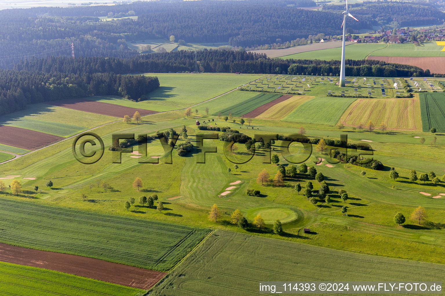 Aerial view of Golf club Alpirsbach eV in Alpirsbach in the state Baden-Wuerttemberg, Germany