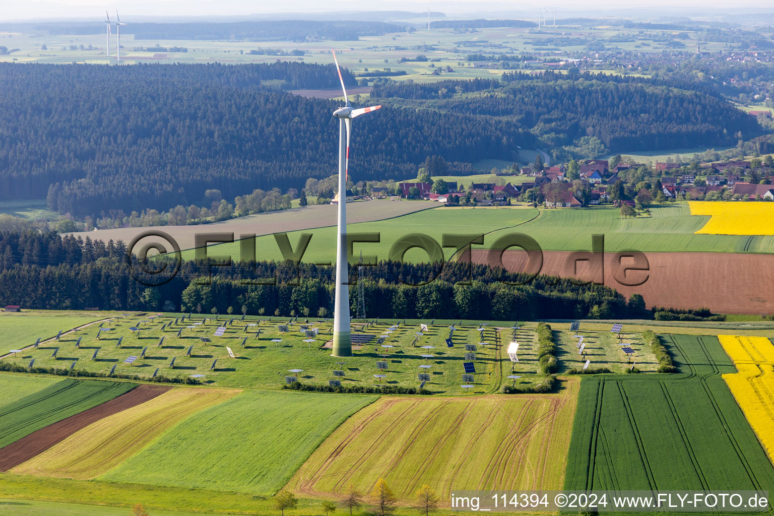 Wind power and PV system in Alpirsbach in the state Baden-Wuerttemberg, Germany