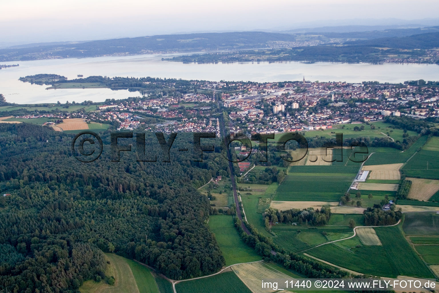 Radolfzell in Radolfzell am Bodensee in the state Baden-Wuerttemberg, Germany from the plane