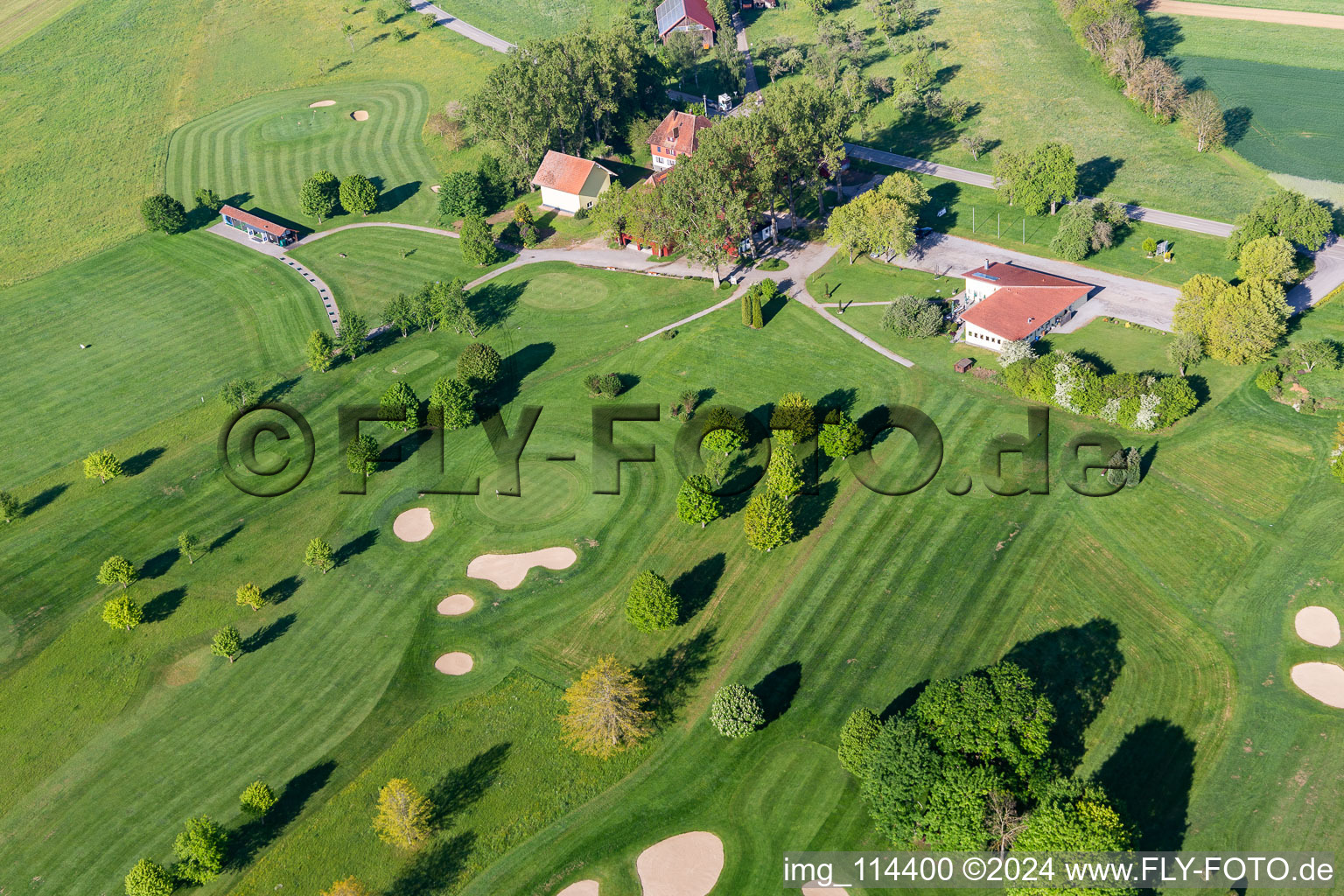 Oblique view of Golf Club Alpirsbach eV in the district Peterzell in Alpirsbach in the state Baden-Wuerttemberg, Germany