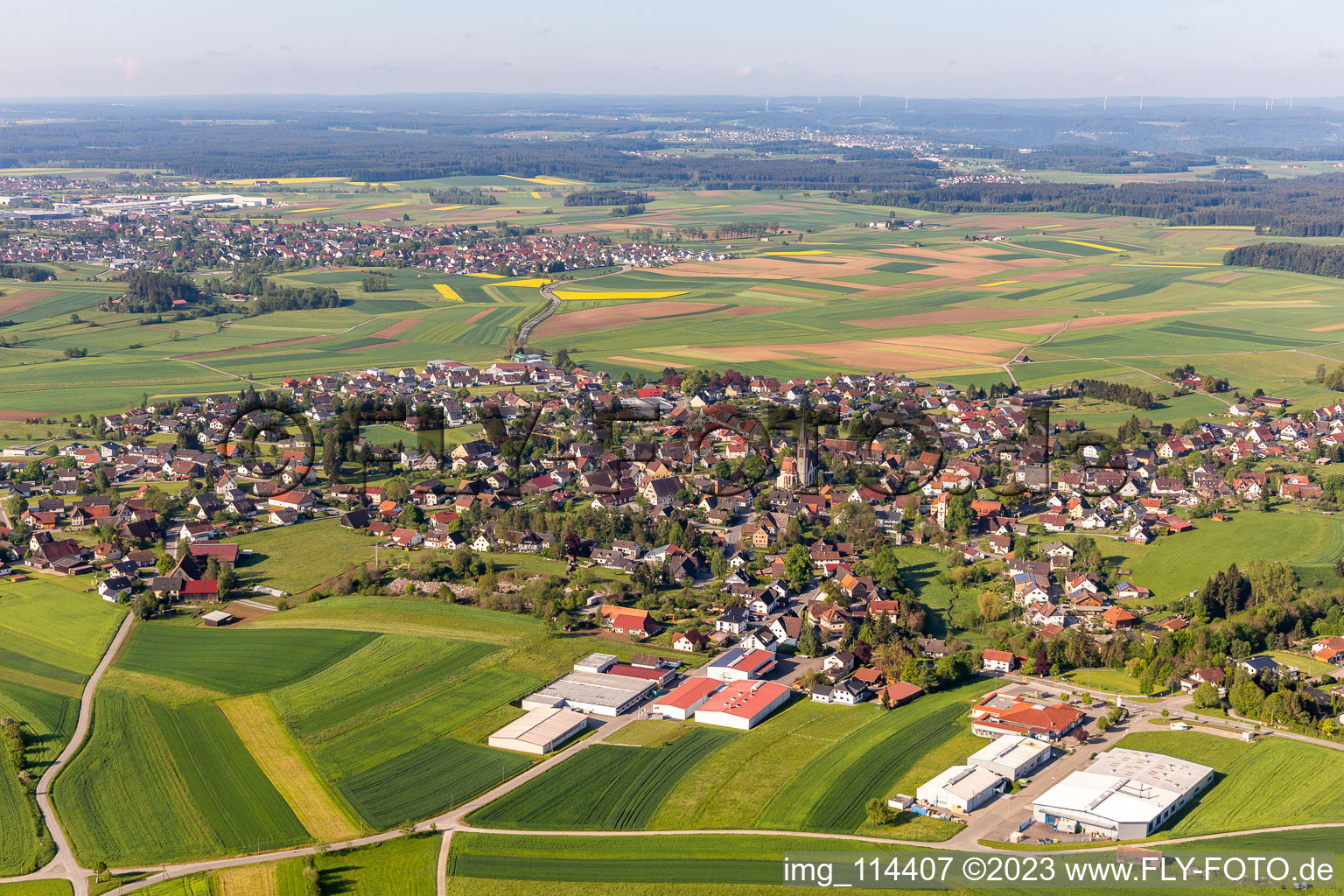 Aerial view of District Fluorn in Fluorn-Winzeln in the state Baden-Wuerttemberg, Germany