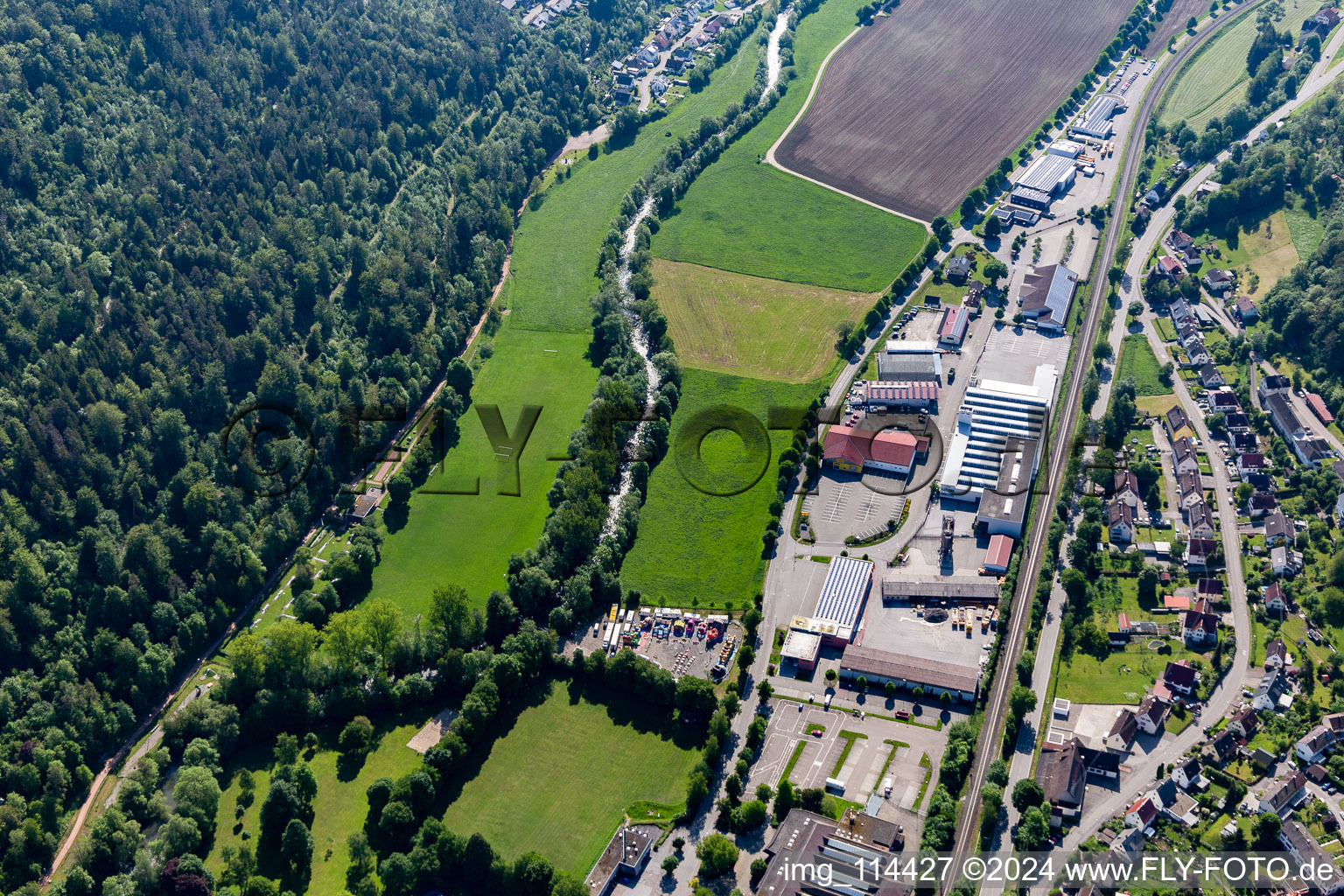 Aerial view of Oberndorf am Neckar in the state Baden-Wuerttemberg, Germany