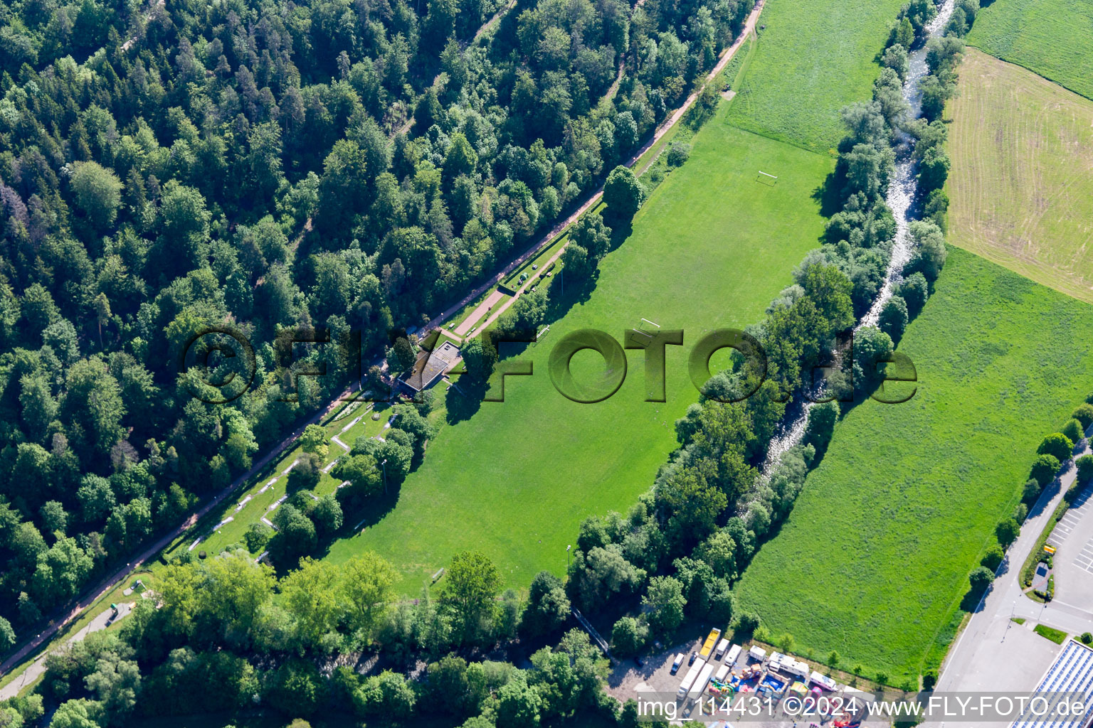 Oblique view of Oberndorf am Neckar in the state Baden-Wuerttemberg, Germany