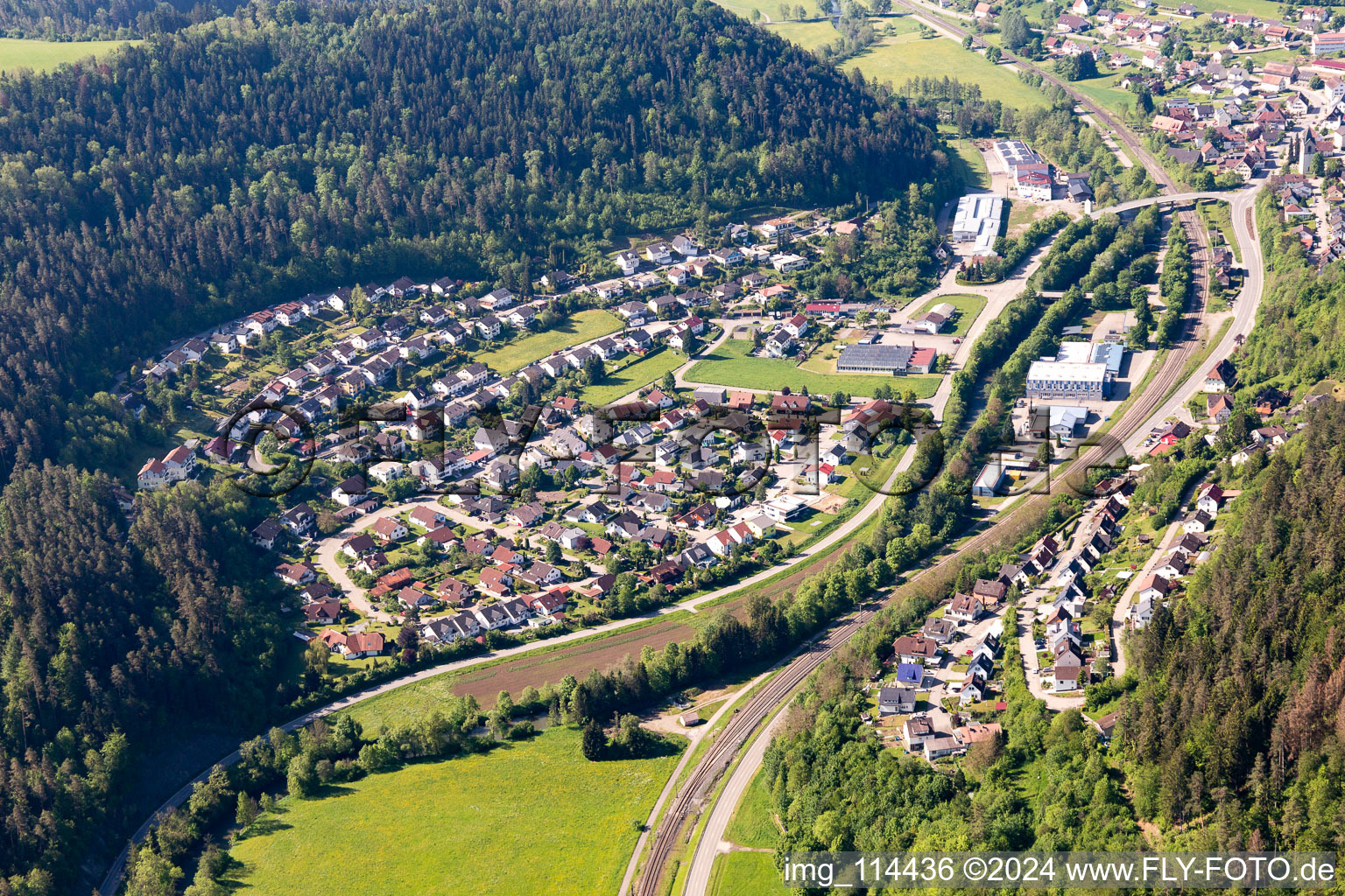 Aerial view of Epfendorf in the state Baden-Wuerttemberg, Germany