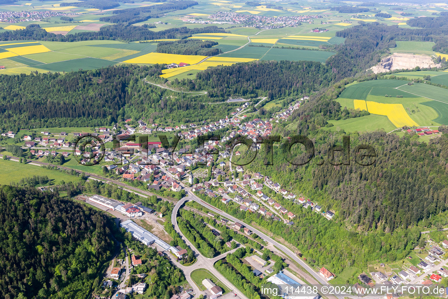 Aerial photograpy of Epfendorf in the state Baden-Wuerttemberg, Germany