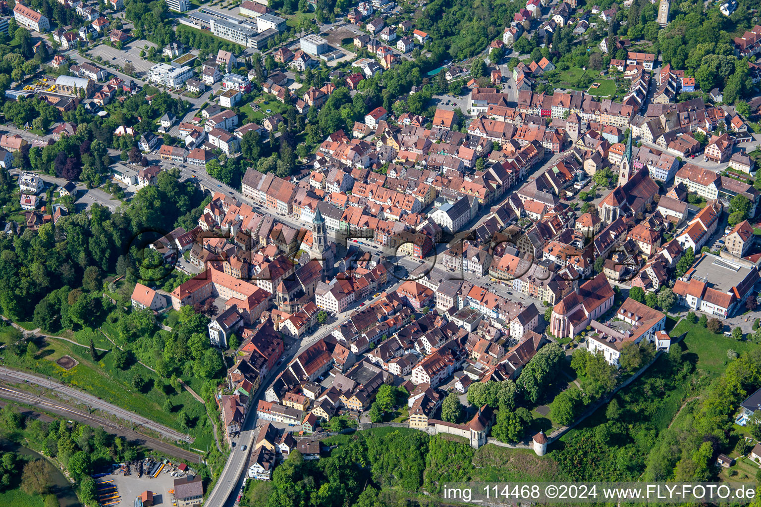 Old Town area and city center in Rottweil in the state Baden-Wurttemberg