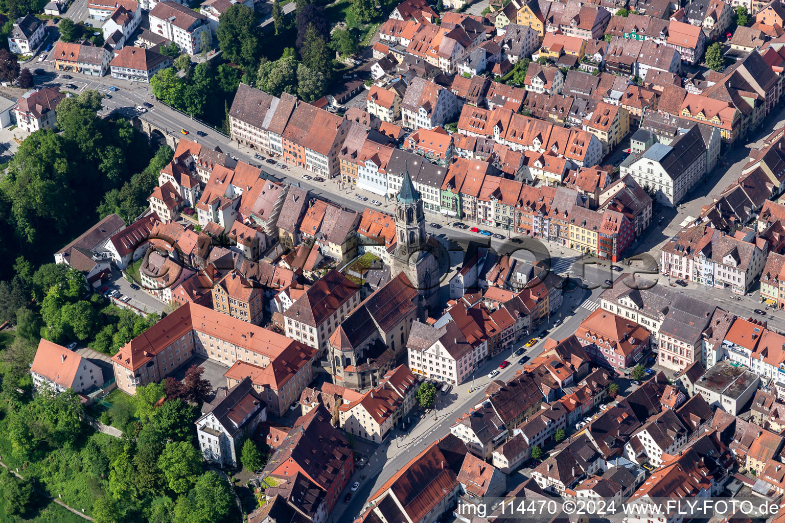 Church building of Kapellenkirche in Old Town- center of downtown in Rottweil in the state Baden-Wurttemberg, Germany