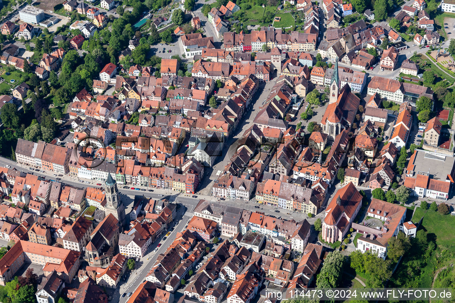 Old Town in Rottweil in the state Baden-Wuerttemberg, Germany from above