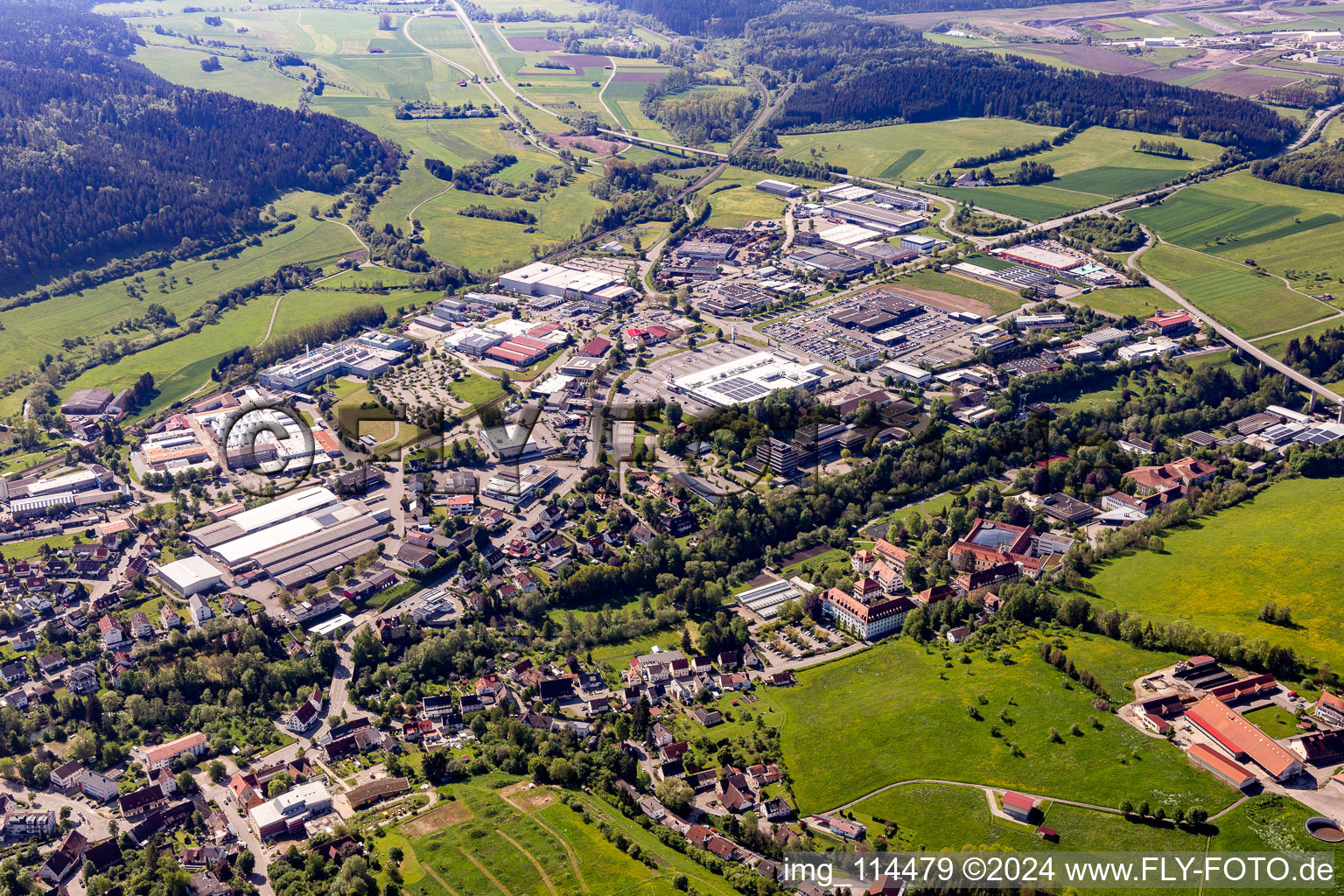 Commercial area south in Rottweil in the state Baden-Wuerttemberg, Germany