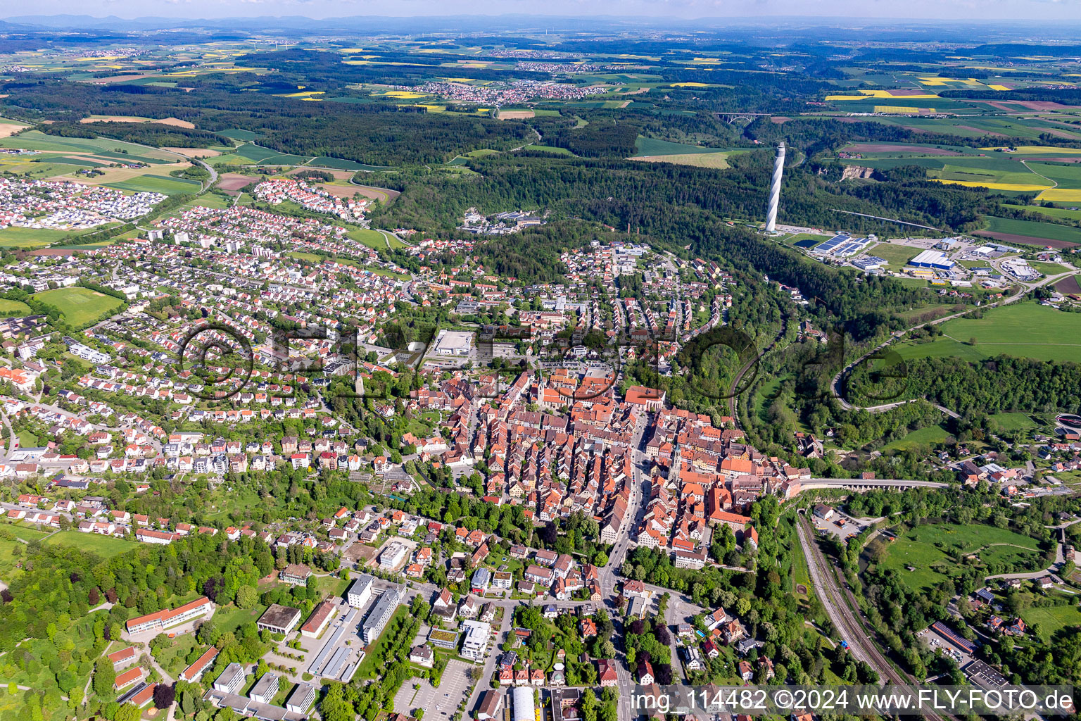 Aerial view of Rottweil in the state Baden-Wuerttemberg, Germany