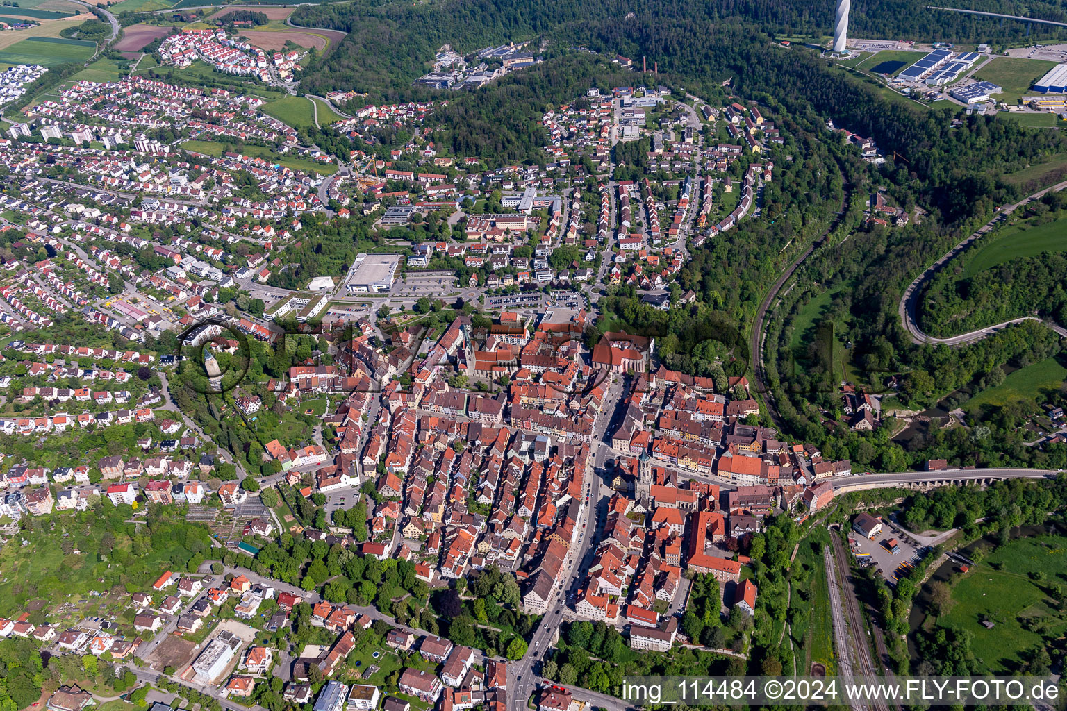 Old town in Rottweil in the state Baden-Wuerttemberg, Germany out of the air