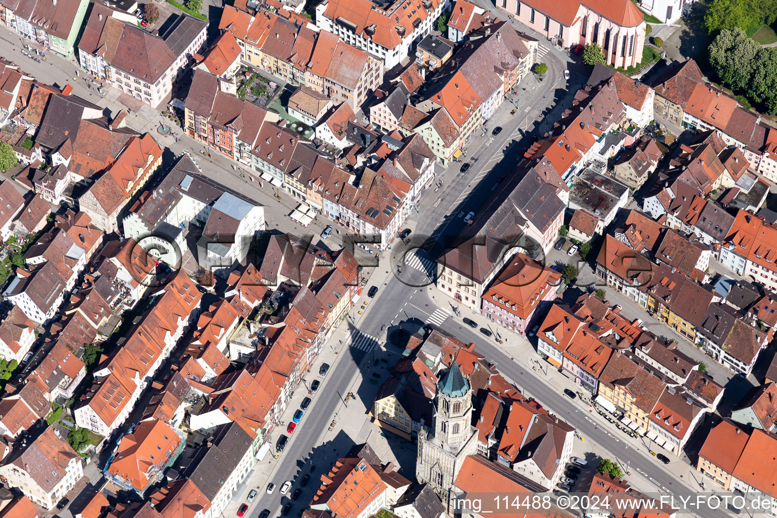 Aerial photograpy of Old Town area and city center in Rottweil in the state Baden-Wurttemberg