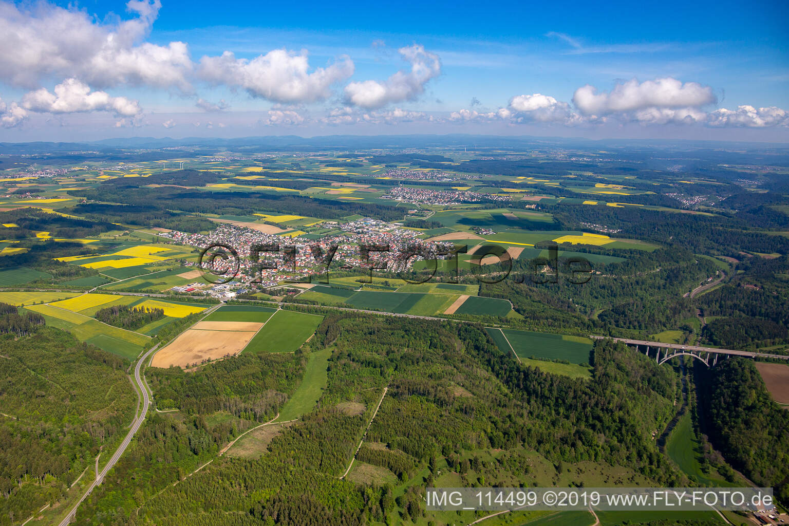 Aerial view of Villingendorf in the state Baden-Wuerttemberg, Germany