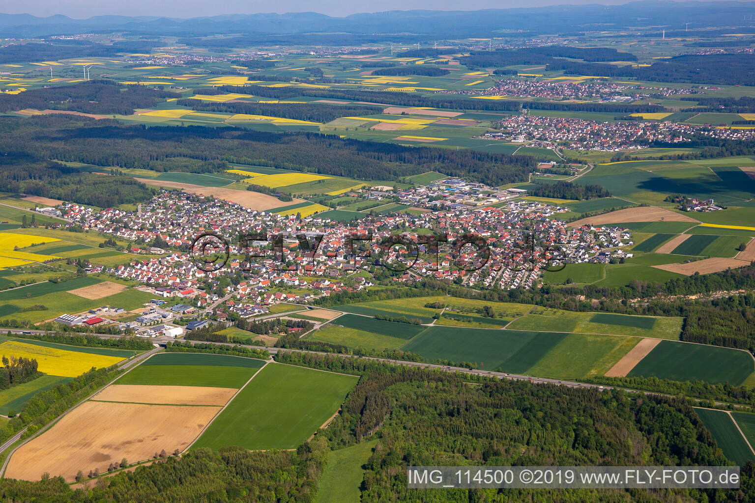 Aerial photograpy of Villingendorf in the state Baden-Wuerttemberg, Germany