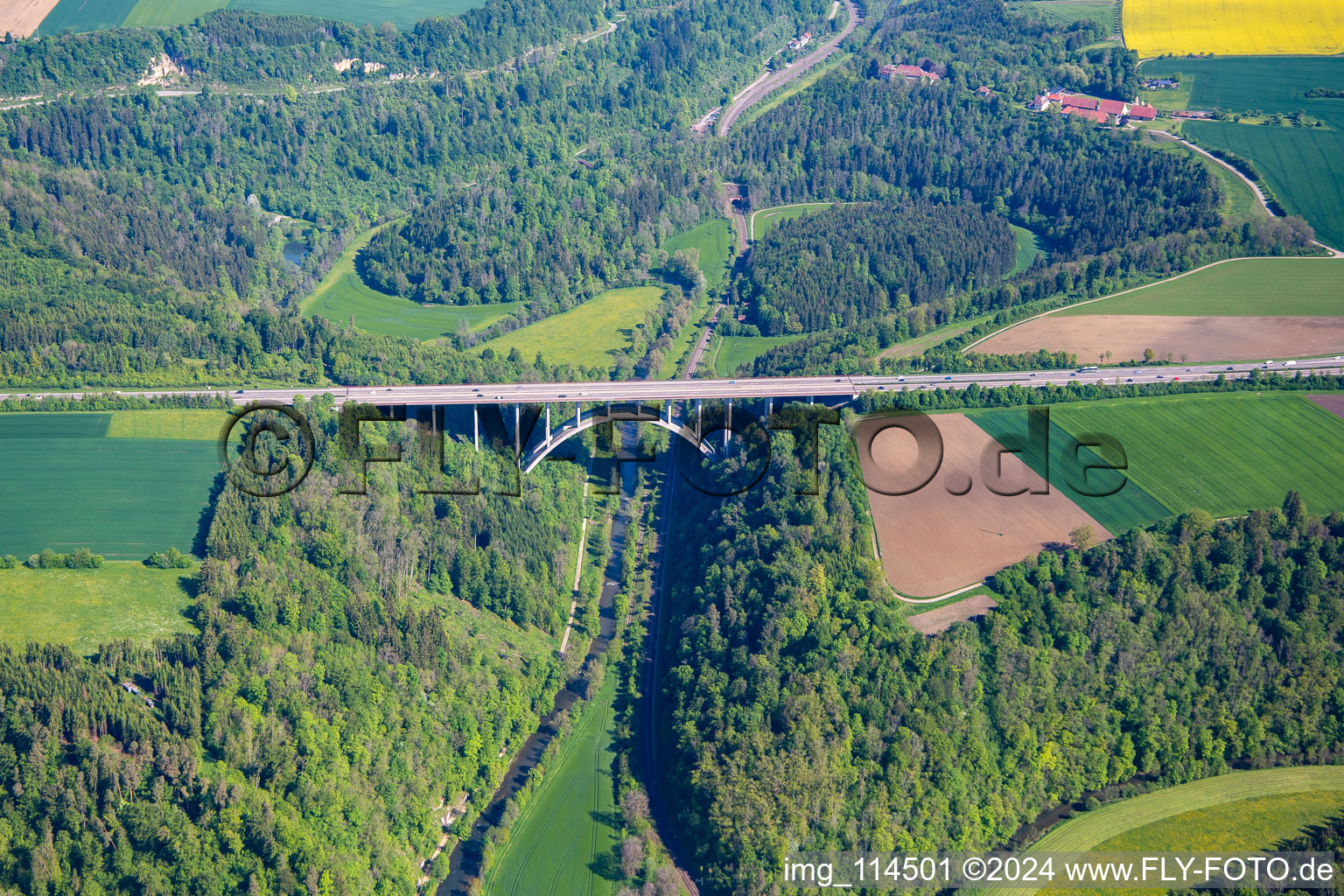 Oblique view of A81 Neckar Valley Bridge in Rottweil in the state Baden-Wuerttemberg, Germany