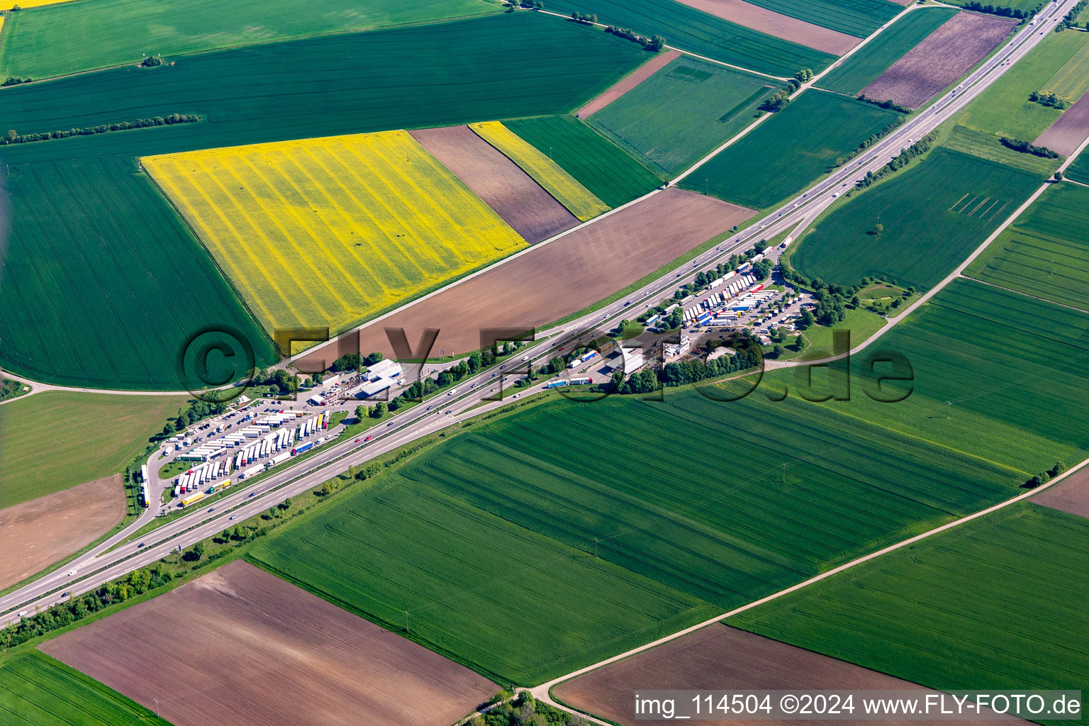 Aerial photograpy of A81 Neckarburg West service area in Dietingen in the state Baden-Wuerttemberg, Germany