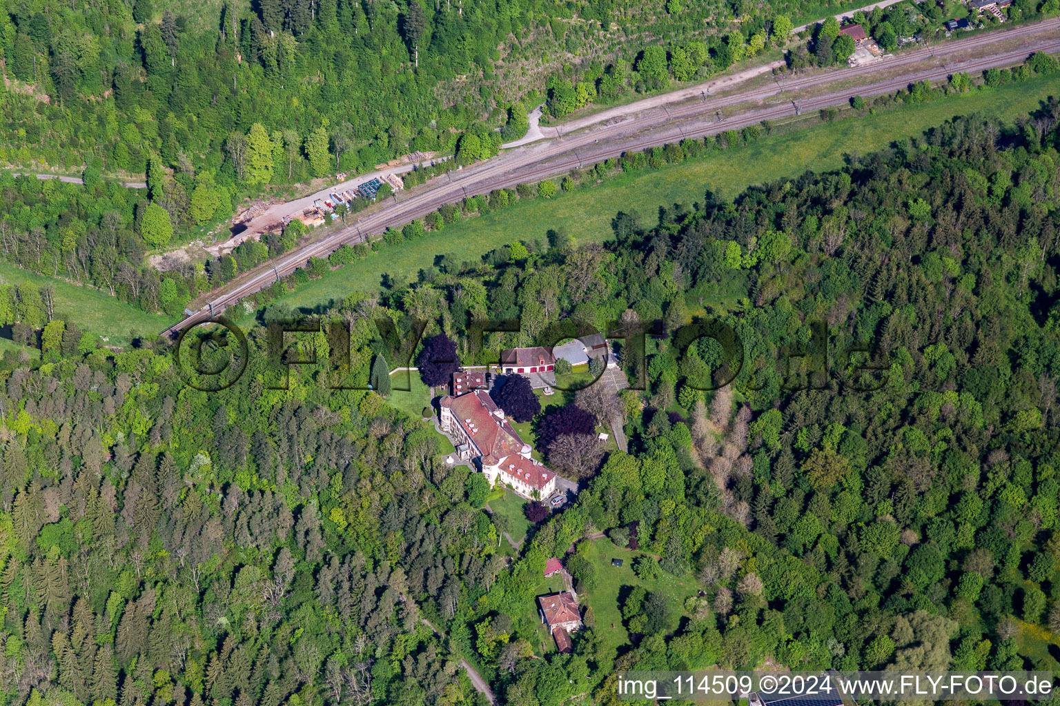 Aerial view of Franz Count of Bissingen in Dietingen in the state Baden-Wuerttemberg, Germany