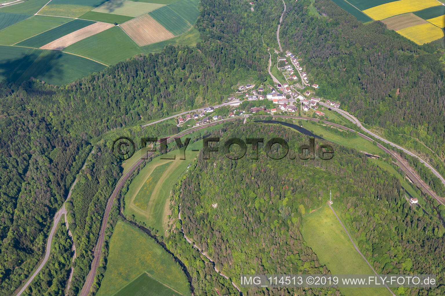 Aerial view of Thalhausen in the state Baden-Wuerttemberg, Germany
